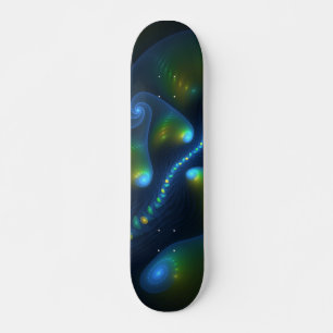 Skateboard Lumières de l'Imaginaire Abstrait Bleu Vert Jaune 