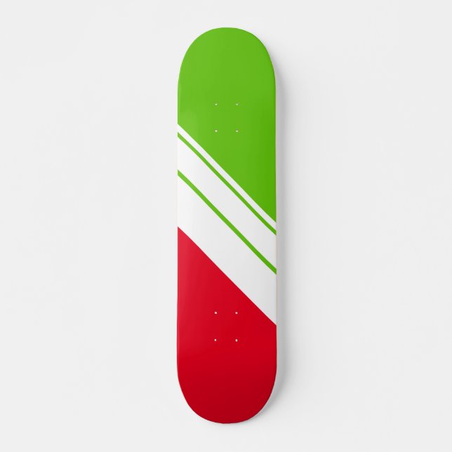 Skateboard Lumineuse Rouge Lime Vert Pente Blanc Stripes De C (Devant)
