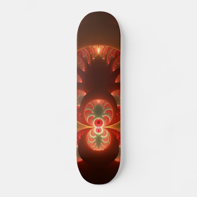 Skateboard Lumineux abstrait moderne orange rouge Fractale (Recto)