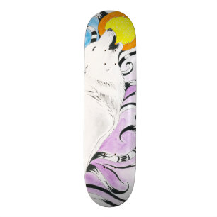Skateboard Lune arctique de tribal de loup d'hurlement