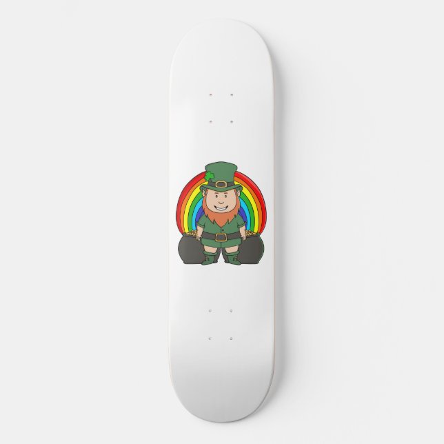Skateboard Lutrin chanceux avec pot d'or arc-en-ciel (Recto)