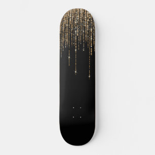 Skateboard Luxe Chic Black Gold Fringe Parties scintillant ét