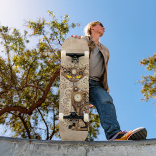 Skateboard Machine de style rétro Vintage de chat Steampunk
