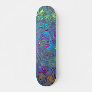 Skateboard Magenta, Bleu et Mousse verte Retro Swirl