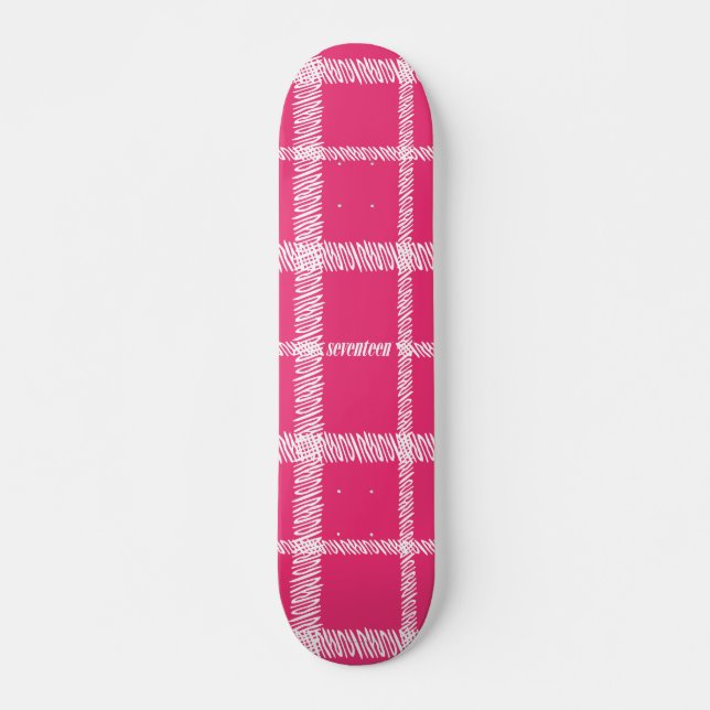 Skateboard Magenta de plaid (Devant)