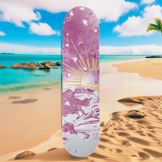 Skateboard Magenta Fuchsia Plum Mauve Ciel Violet Gold Sunset (Créateur téléchargé)