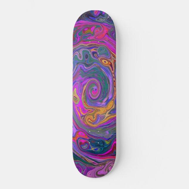 Skateboard Magenta rétro, Verte et Orange Abstrait (Recto)