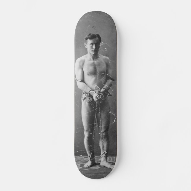 Skateboard Magicien Harry Houdini se tenant dans les chaînes (Recto)
