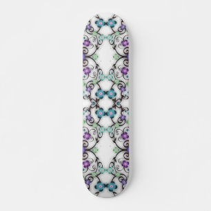 Skateboard Magnifique motif de dentelle de fleurs bleu violet