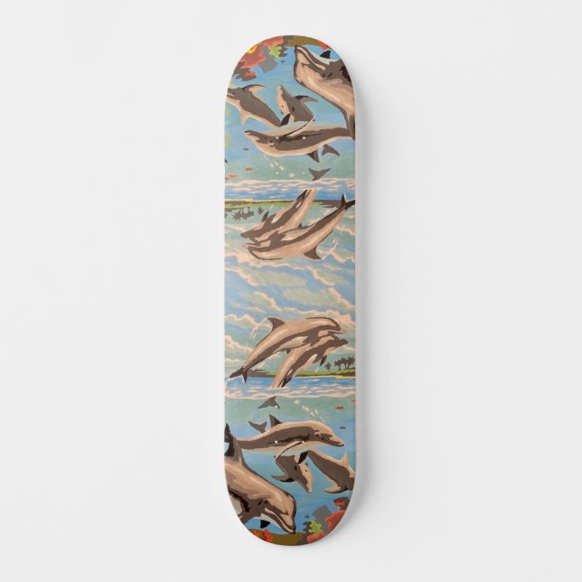 Skateboard Main Painted by Number | Dolphins | (Recto)