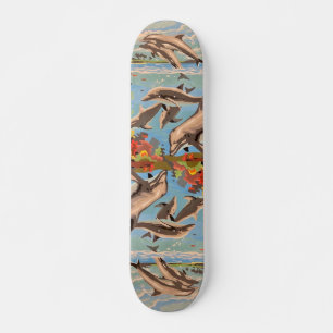 Skateboard Main Painted by Number   Dolphins  