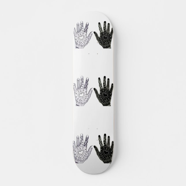 Skateboard Mains d'amitié noir et blanc (Devant)