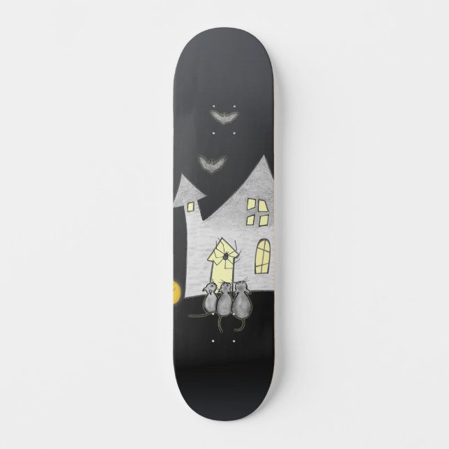 Skateboard Maison d'Halloween, Chats noirs, Chats, Chauves-so (Recto)