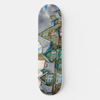 Skateboard Maison victorienne à Keswick peinte en aquarelle