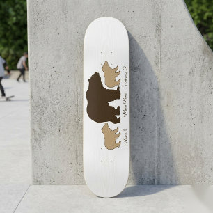 Skateboard Maman Ours Personnalisée Avec 2 Noms D'Enfants Cad