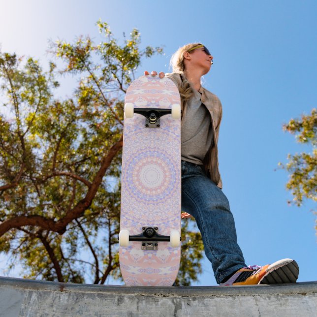 Skateboard Mandala abstrait pastel délicat complexe joli (Extérieur 1)