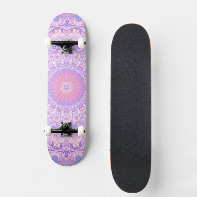 Skateboard Mandala bohème complexe aux couleurs psychédélique (Recto)