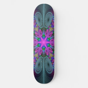 Skateboard Mandala Colorful spiritual Fractal Art With Pink