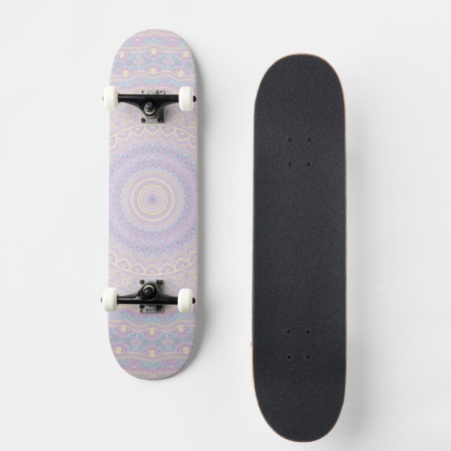 Skateboard Mandala Cyan, Jaune, Magenta (Recto)