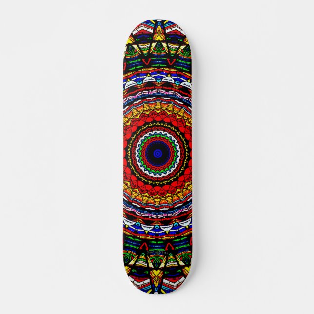 Skateboard Mandala en Verre Coloré (Devant)