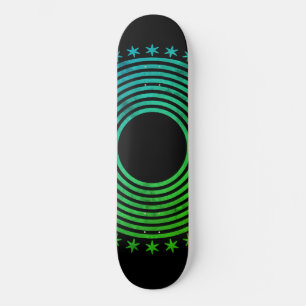 Skateboard Mandala Géométrique Abstrait Motif Vert Noir