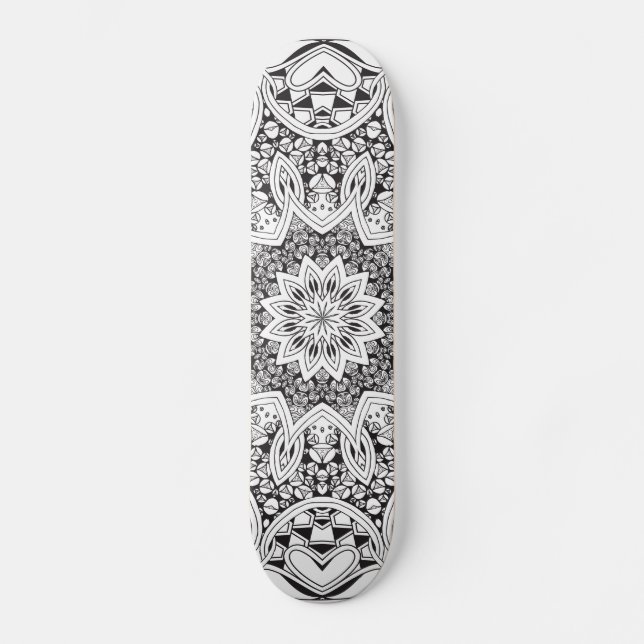 Skateboard Mandala noir et blanc (Recto)