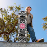 Skateboard Mandala rose chaud, noir et blanc - Monogramme<br><div class="desc">Planches à roulettes. Hot Pink, Black et White Mandala motif avec Monogramme.REMARQUE : CHANGER SEULEMENT LES ZONES MODÈLES NÉCESSAIRES! 😀 Si nécessaire, vous pouvez supprimer le texte et commencer à ajouter le texte et la police que vous voulez. 📌 Si vous avez besoin d'une personnalisation plus poussée, cliquez sur le...</div>