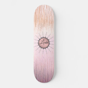 Skateboard Mandala vintage sur Peachy Pink Frosted Glass