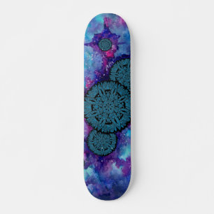 Skateboard Mandalas bleus de l'espace