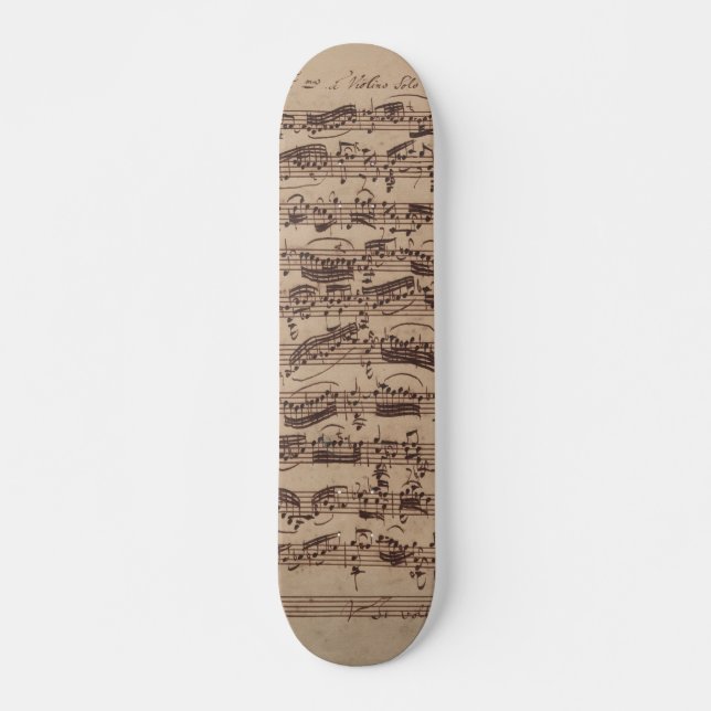Skateboard Manuscrit Bach Musique Feuille Antique (Devant)