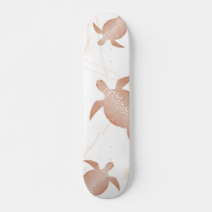 Skateboard Marbre blanc de la tortue d'or rose