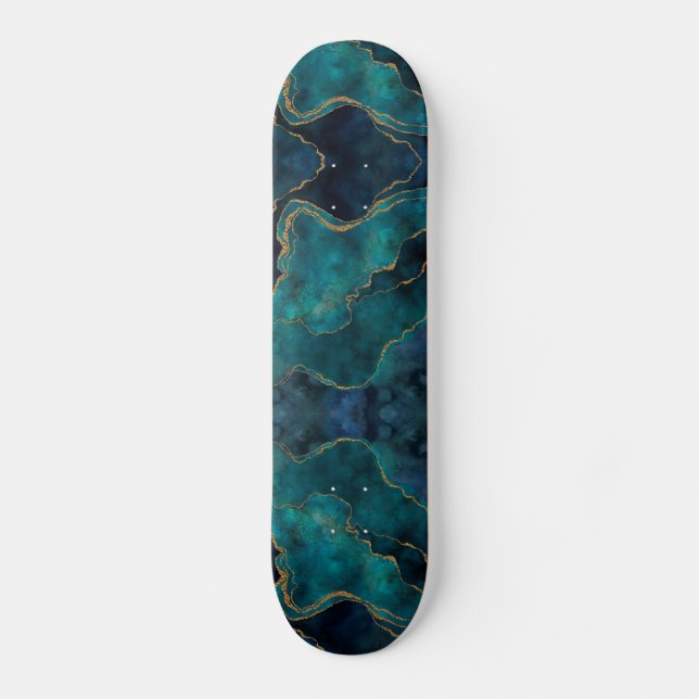Skateboard - Marbre bleu et Turquoise avec Veine o (Recto)
