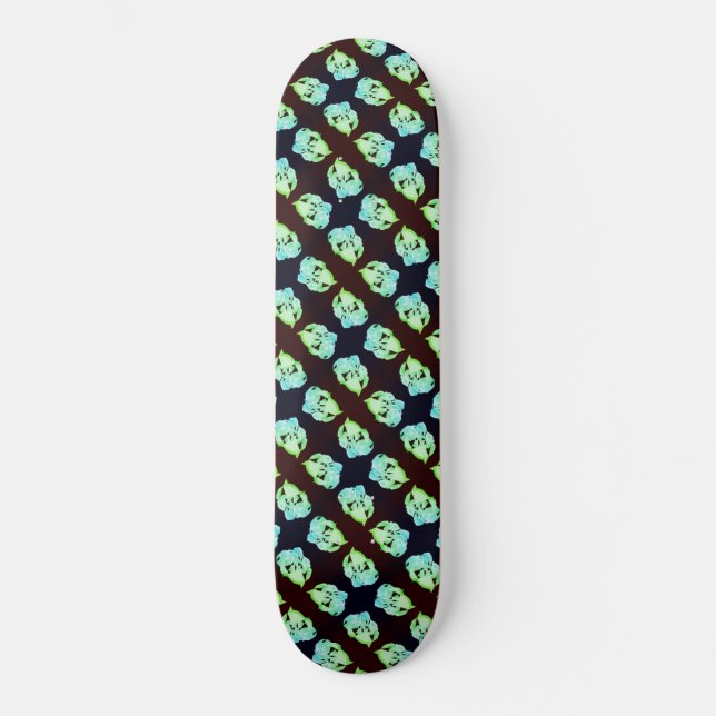 Skateboard Marbre brisé abstrait art moderne blanc vert (Recto)