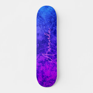 Skateboard marbre de pierre Abstraite texturé marine sombre p