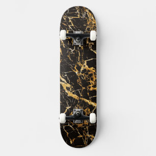 Skateboard Marbre d'or et de noir (complet avec camions et ro