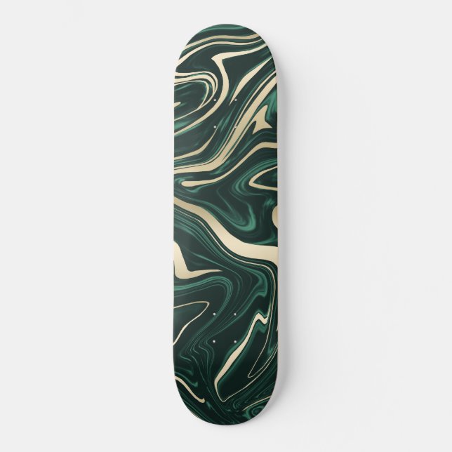 Skateboard Marbre d'or noir vert émeraude #3 (Faux Foil) (Recto)