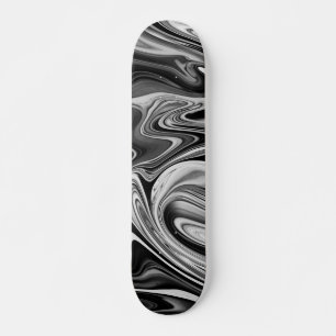 Skateboard Marbre élégant 7 - Noir et blanc liquide