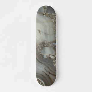 Skateboard Marbre Gris avec Veine d'Or