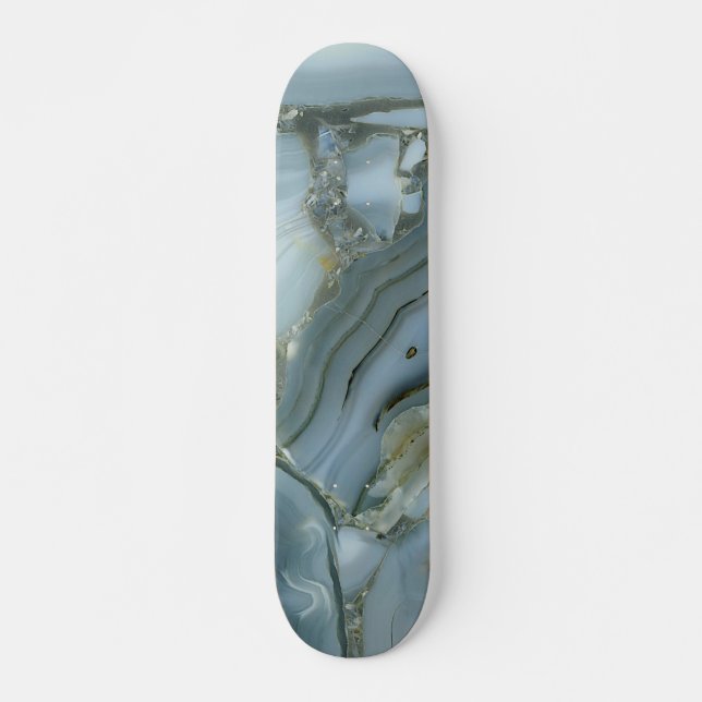 Skateboard Marbre gris bleu avec Veine or (Devant)