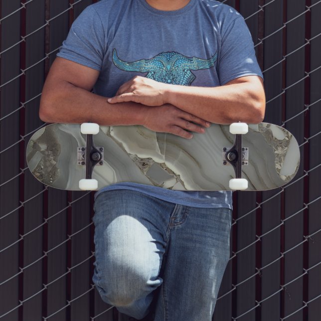 Skateboard Marbre Gris Foncé avec Veine d'Or (Extérieur 3)