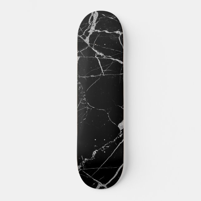 Skateboard Marbre noir et argent de la veine (Recto)