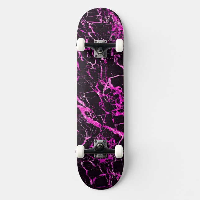 Skateboard Marbre rose et noir (complet avec camions et roues (Recto)