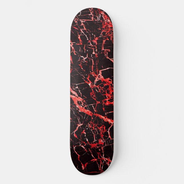 Skateboard Marbre rouge et noir, (Recto)