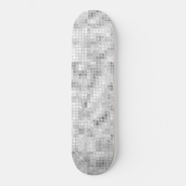 Skateboard Marbre sarcelle blanc Élégance classique Glamour (Recto)