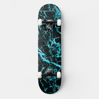 Skateboard Marbre turquoise et noir (complet avec camions et 