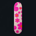 Skateboard Marché aux fleurs rétro Florence Abstrait rose flo<br><div class="desc">Marché aux fleurs Stockholm : Art floral abstrait - imprimé de fleurs rétro - beige,  rose et orange.</div>