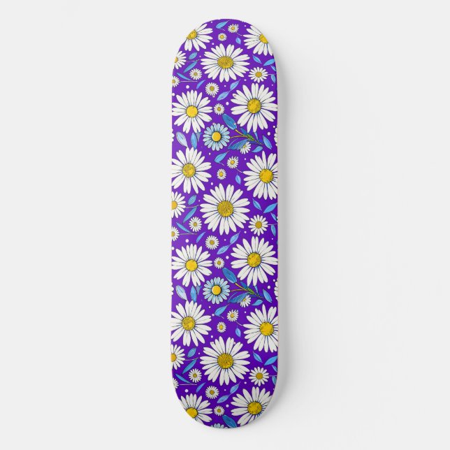 Skateboard Marguerites et Feuilles (Recto)