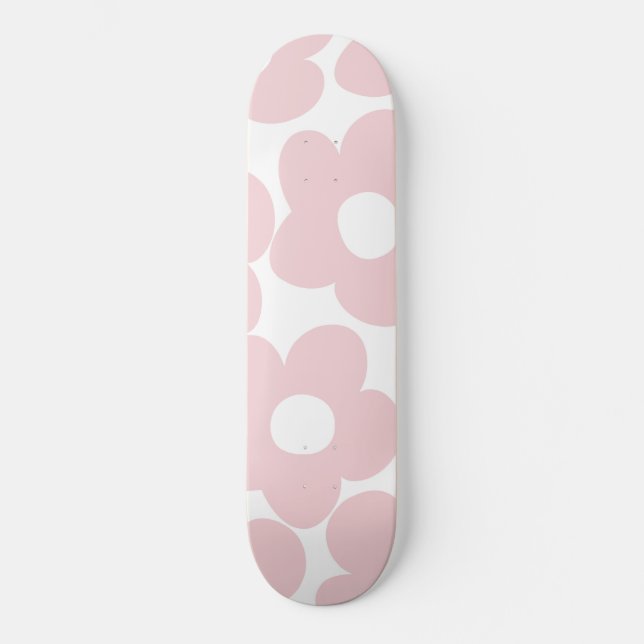 Skateboard Marguerites rose vif #1 #décoration #art (Recto)