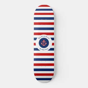 Skateboard Marine marine Bleu Rouge Bleu Blancs