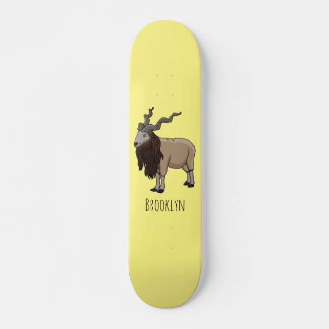 Skateboard Markhor goat cartoon illustration (Devant)